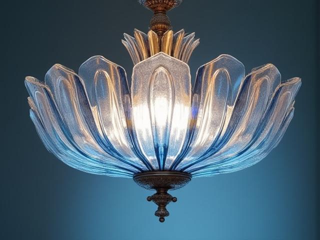 繊細なガラスと金属を用いたエレガントな特注器具