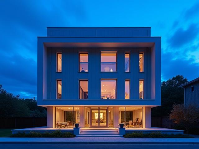 夜景に映える建築ファサードの照明