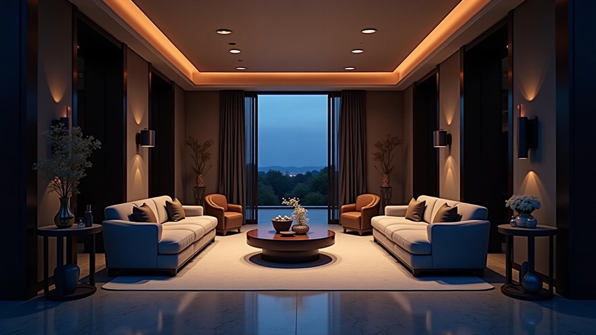 豪華なホテルのエントランスを彩る洗練された照明