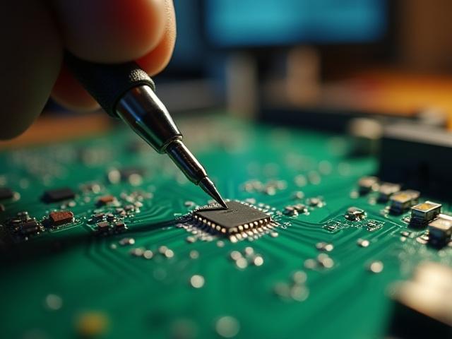 エンジニアが電子回路基板を設計・実装ツールで作業しているクローズアップ