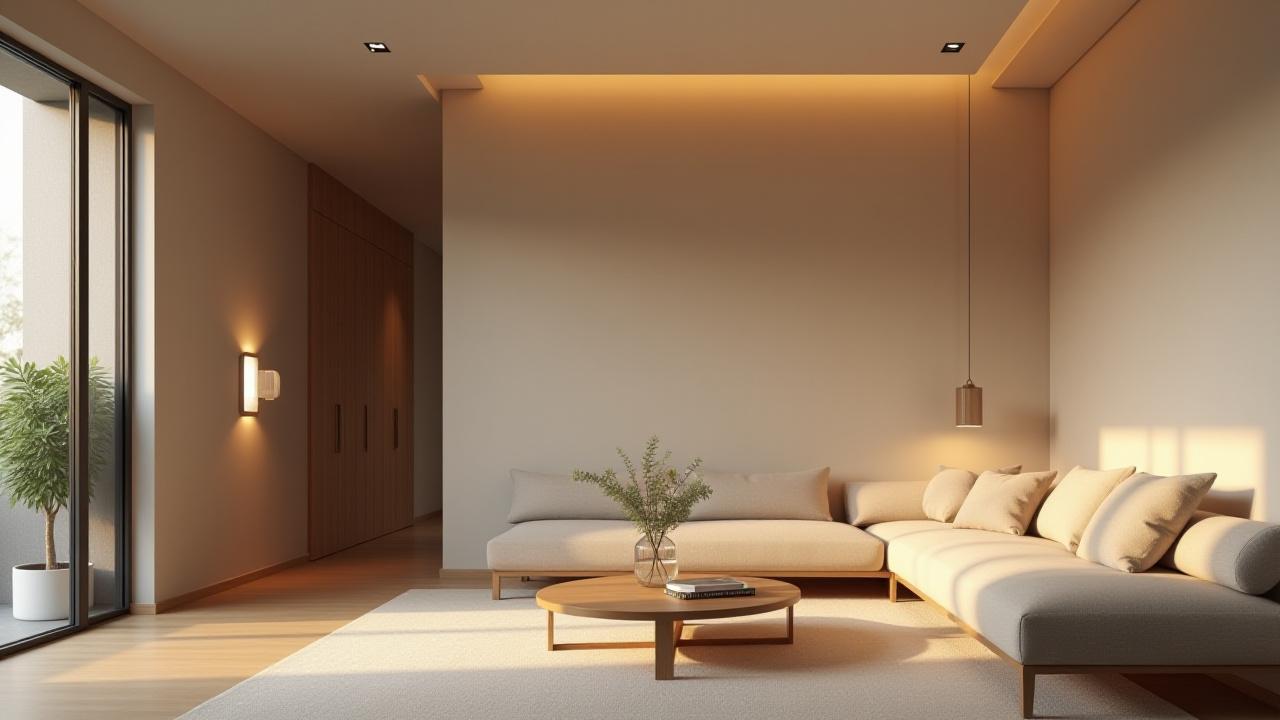 生活空間に溶け込むミニマルなスマートホーム照明の例