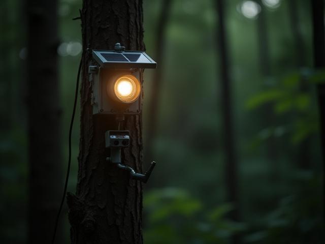 トレイルカメラと連動するソーラー給電式の定点観測用照明システム