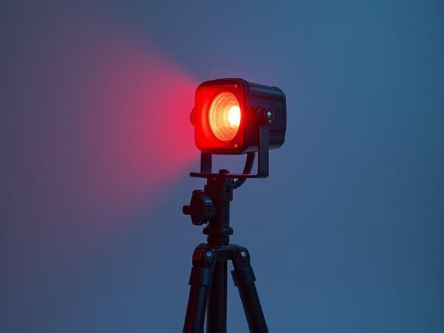 三脚に取り付けられたポータブル赤色/赤外線投光器